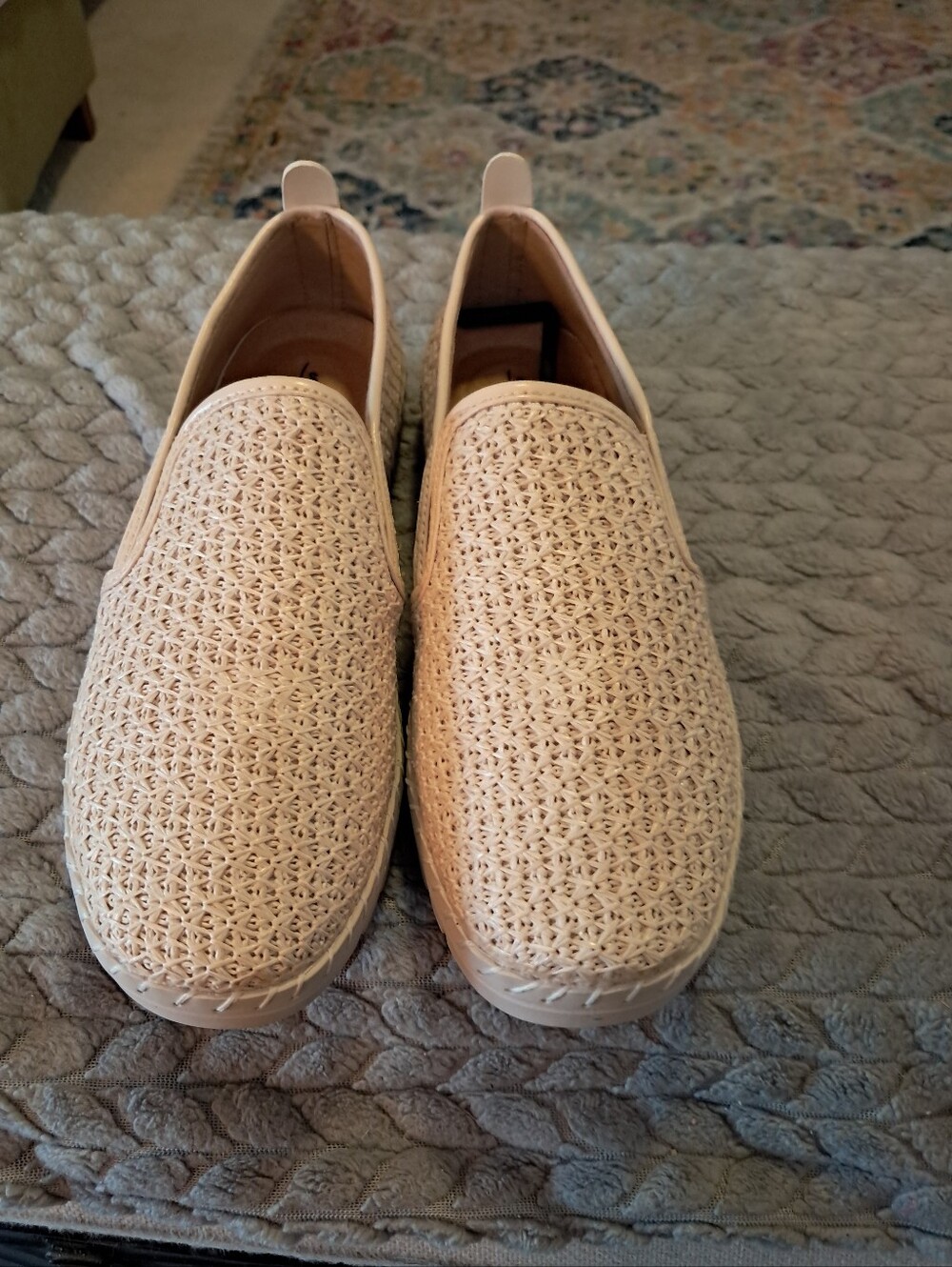 Woven Slip-On Women's Sneakers - Neutral Beige 6.5 Wide